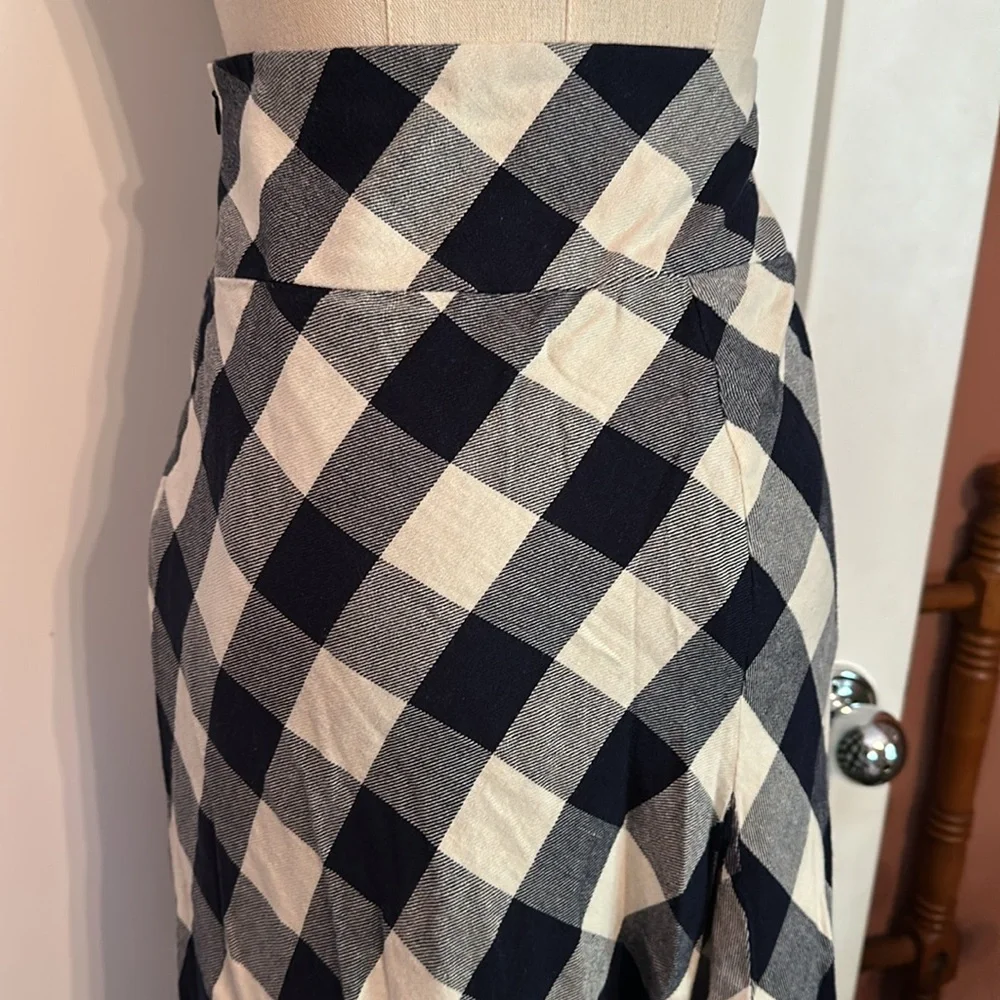 Lauren Ralph Lauren | buffalo plaid | asymmetrical | navy white | ruffle | skirt - Picture 10 of 16
